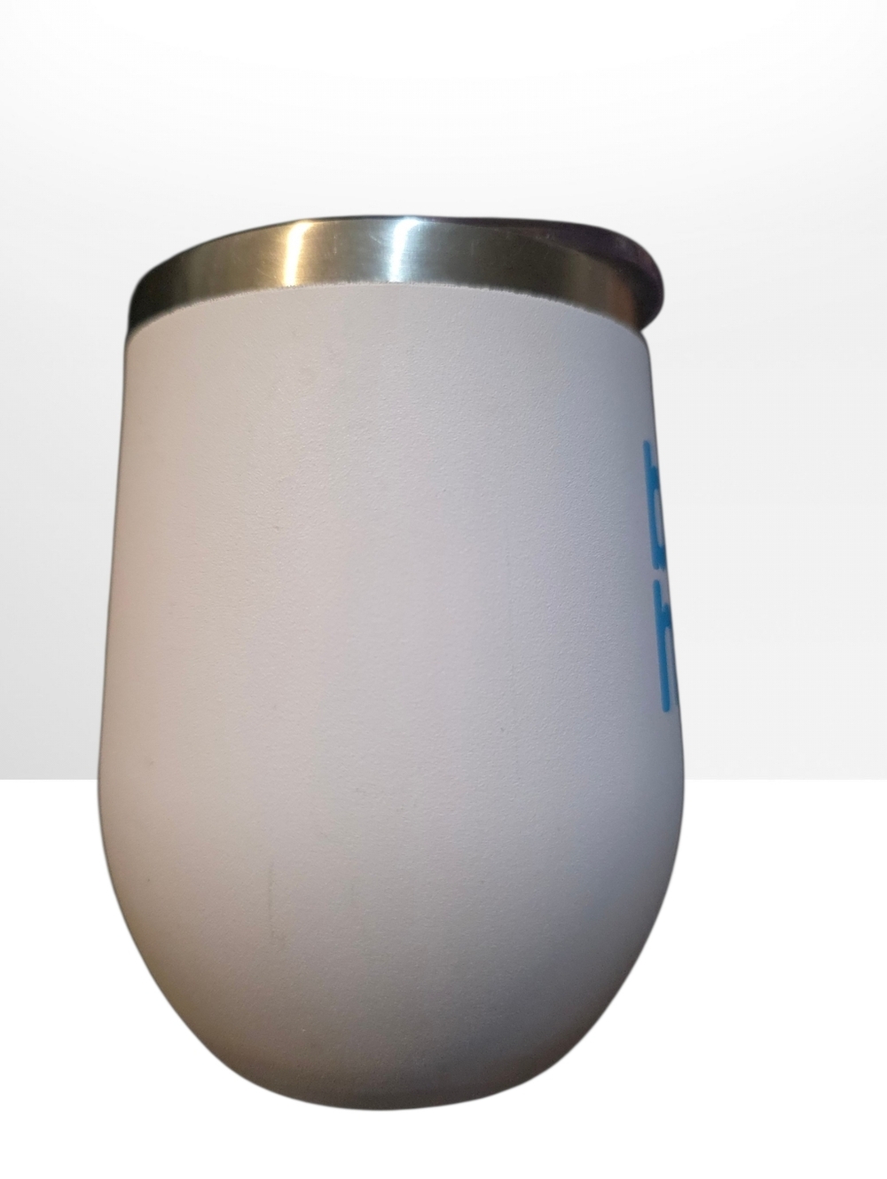 Beach Happy Insulated Tumbler - White with Blue & Yellow Text 12 Oz Double Wall - Picture 4 of 7